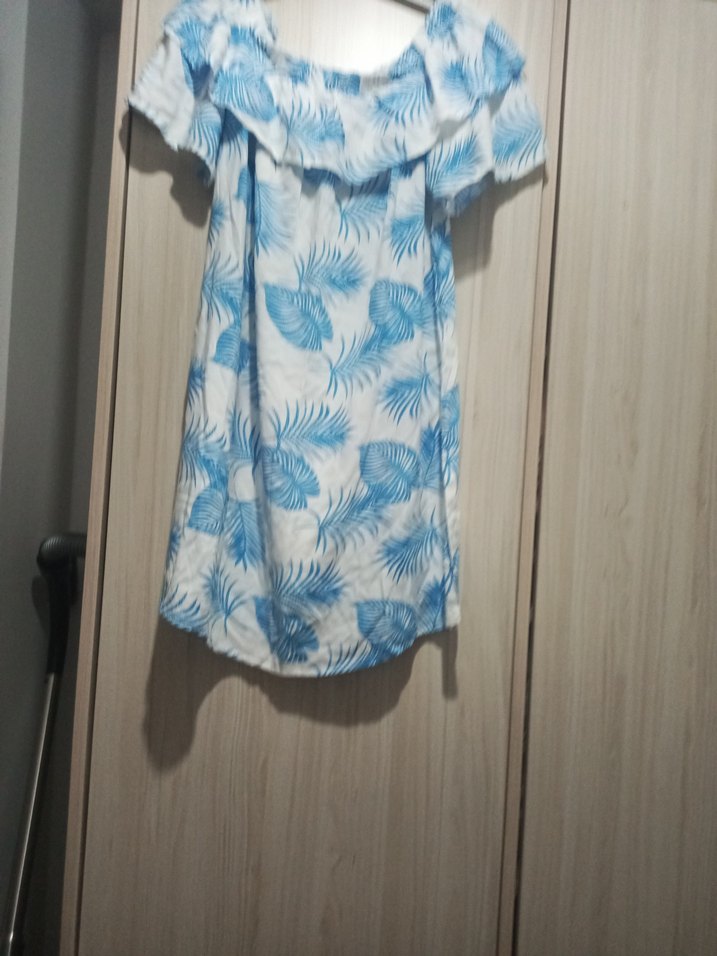 Mavi Bağlama Desenli Kısa Hamile Bluzu - Görsel 2