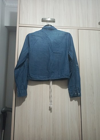 Düğmeli Denim Kadın Gömlek - Görsel 5