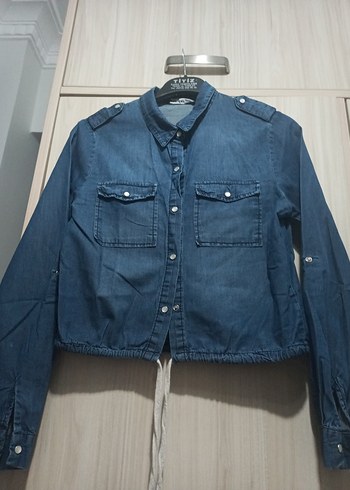 Düğmeli Denim Kadın Gömlek - Görsel 2