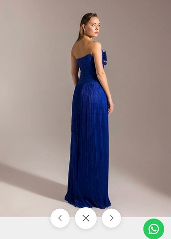 Mavi Drapeli Uzun Abiye Elbise - Görsel 7