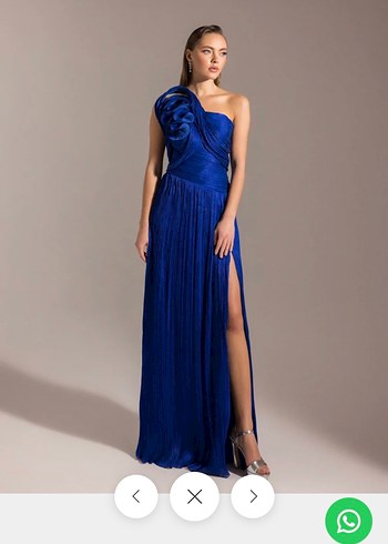 Mavi Drapeli Uzun Abiye Elbise - Görsel 8