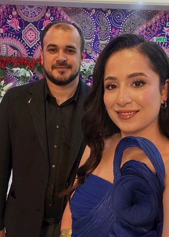 Mavi Drapeli Uzun Abiye Elbise - Görsel 5