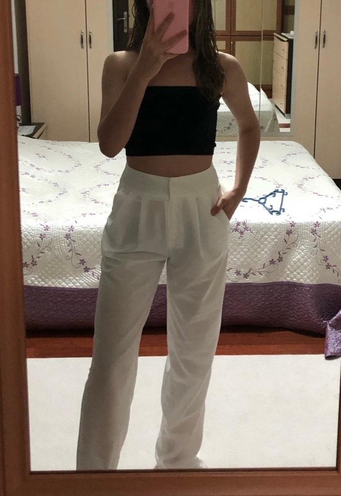 Ekru Pileli Wide Leg Pantolon - Görsel 5