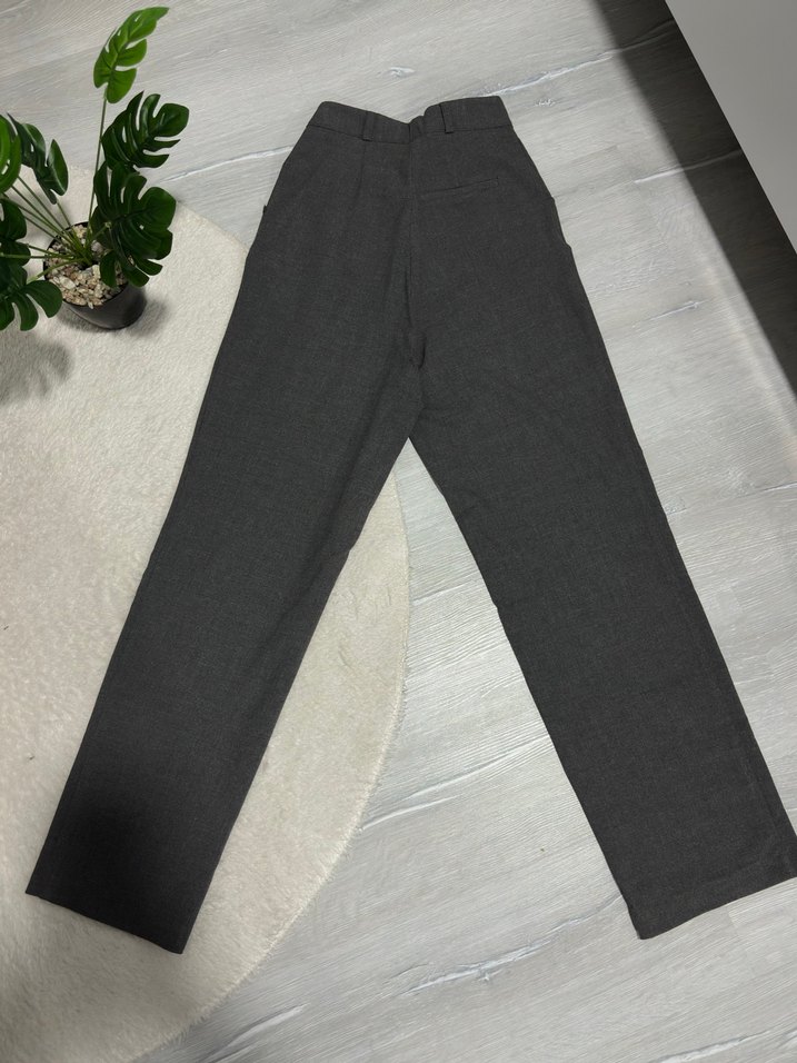 Vatkalı Gri Palazzo Pantolon - Görsel 3