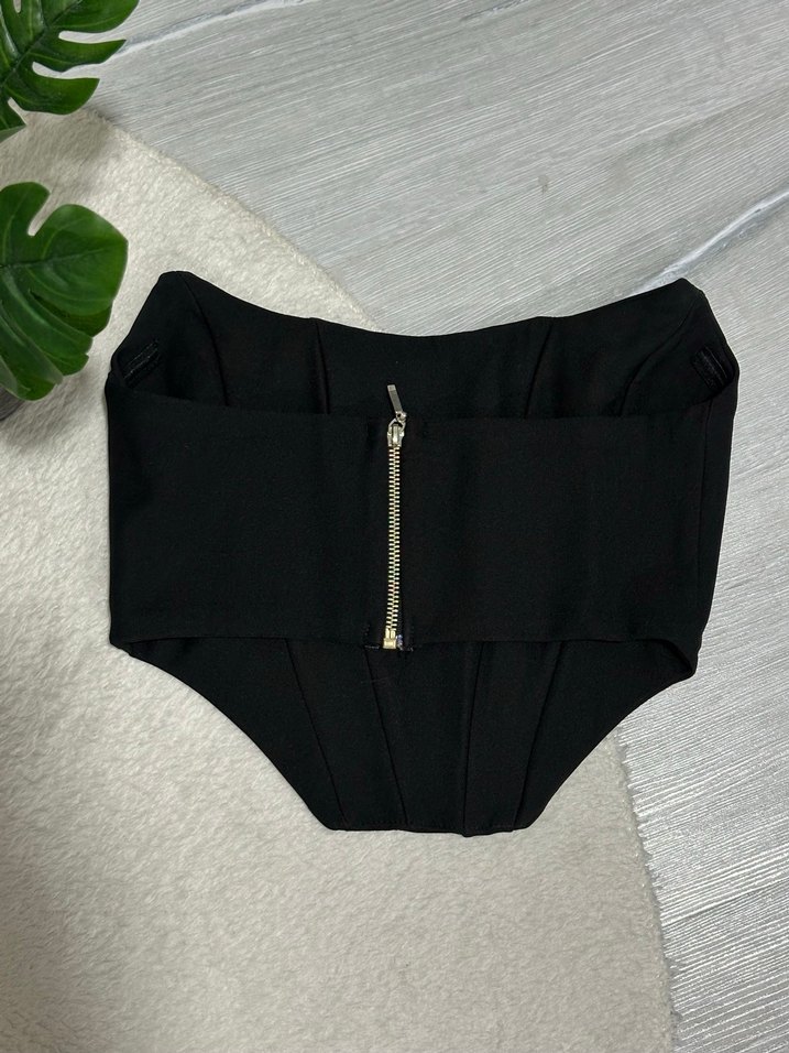 Siyah Straplez Balenli Büstiyer - Görsel 3