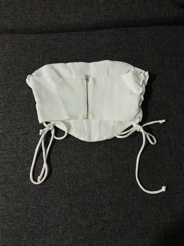 Ekru Balenli Bağlamalı Büstiyer - Görsel 2