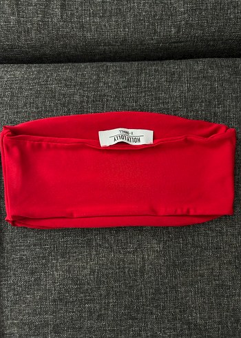 Kırmızı Straplez Bluz Holly Lolly - Görsel 3