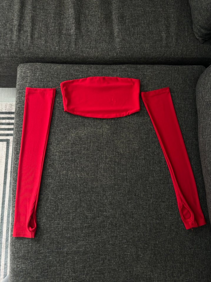 Kırmızı Straplez Bluz Holly Lolly - Görsel 2