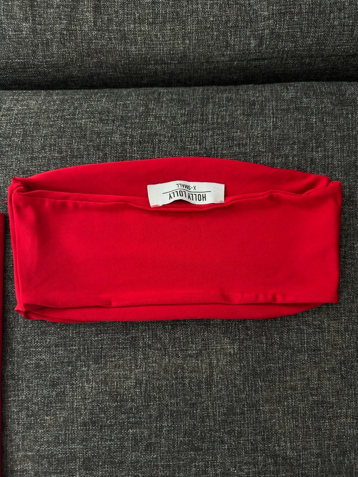 Kırmızı Straplez Bluz Holly Lolly - Görsel 3