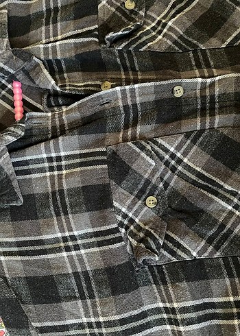 Gri Ekoseli Kadın Gömlek - Görsel 2