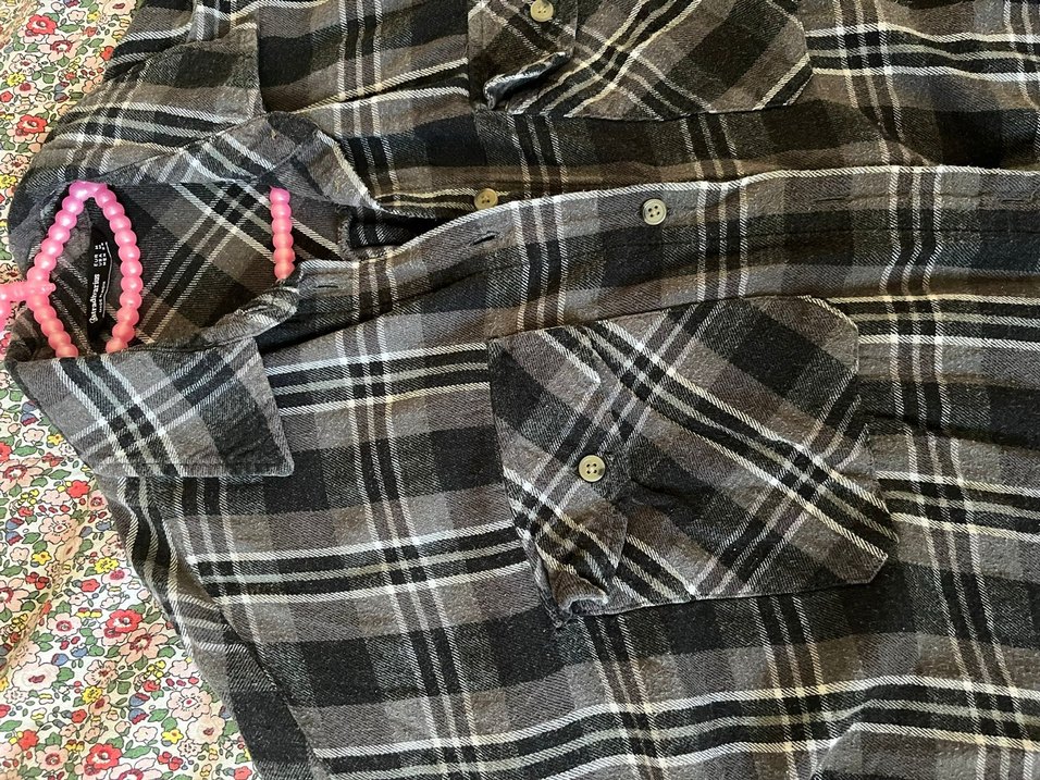 Gri Ekoseli Kadın Gömlek - Görsel 2