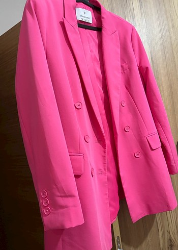 Pembe Düğmeli Kadın Blazer Ceket - Görsel 2