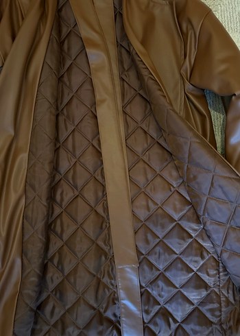 Kemerli Kahverengi Deri Kadın Ceket - Görsel 2