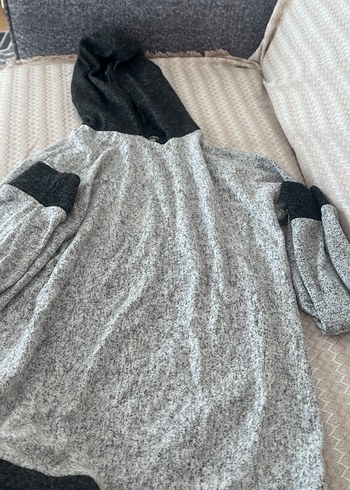 Erkek- kadın Gri Rahat kapşonlu swit - Görsel 2