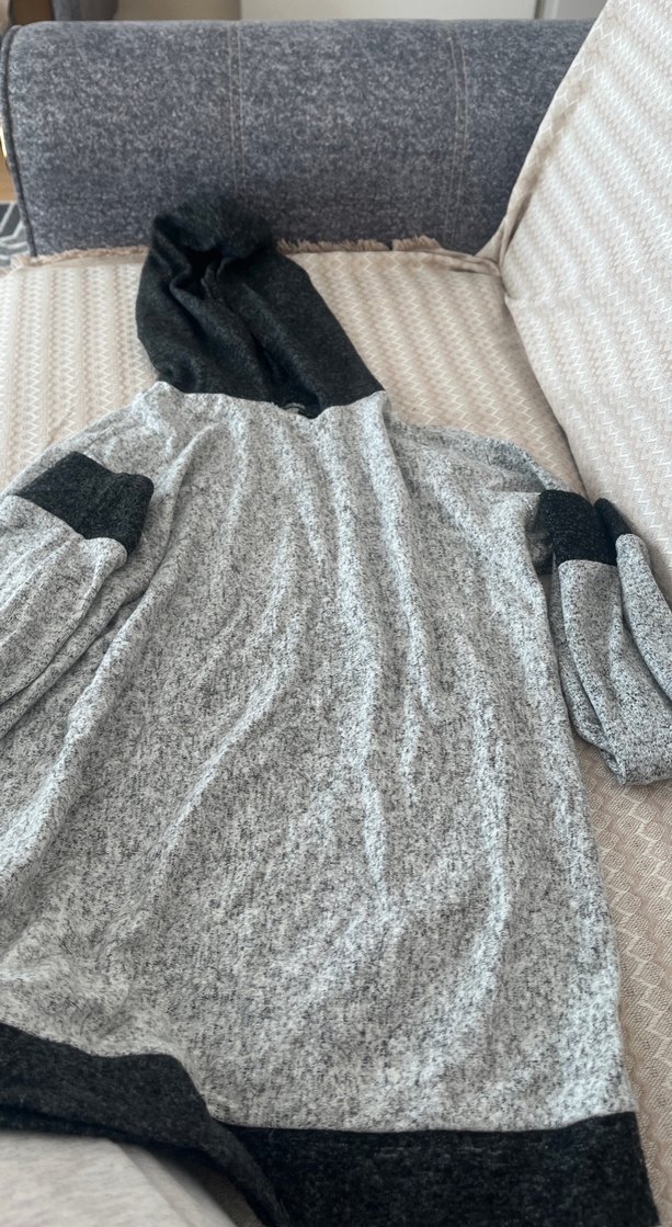 Erkek- kadın Gri Rahat kapşonlu swit - Görsel 2