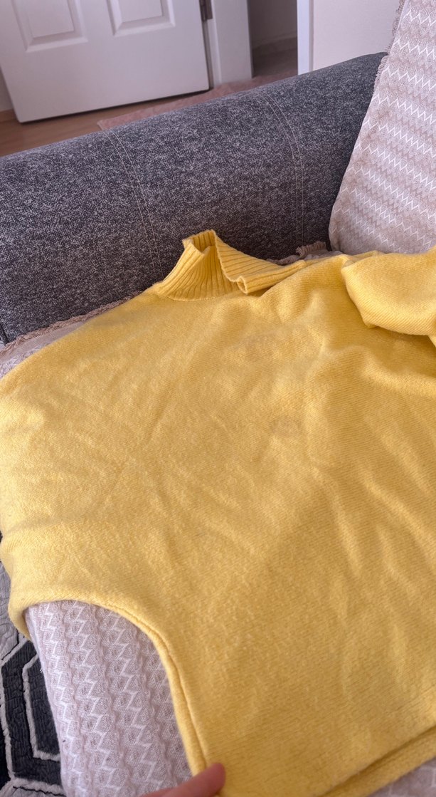 Sarı Boğazlı Örgü Kadın Kazak - Görsel 2