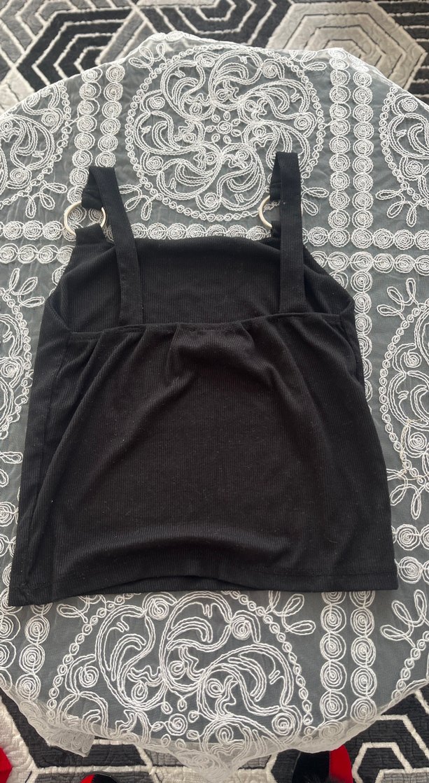 Kadın Siyah Gösterişli Askılı Atlet - Görsel 2