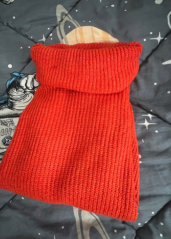 Turuncu Kadın Boğazlı Triko Kazak - Görsel 3