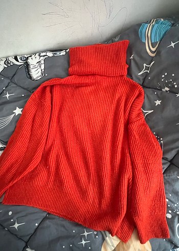 Turuncu Kadın Boğazlı Triko Kazak - Görsel 2