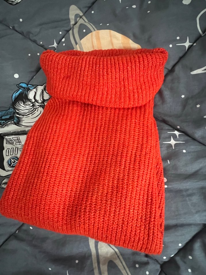 Turuncu Kadın Boğazlı Triko Kazak - Görsel 3