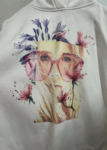 Beyaz Baskılı Kadın Sweatshirt - Görsel 3