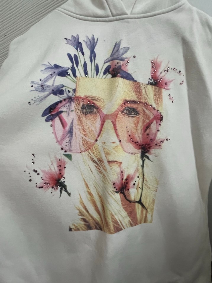 Beyaz Baskılı Kadın Sweatshirt - Görsel 3