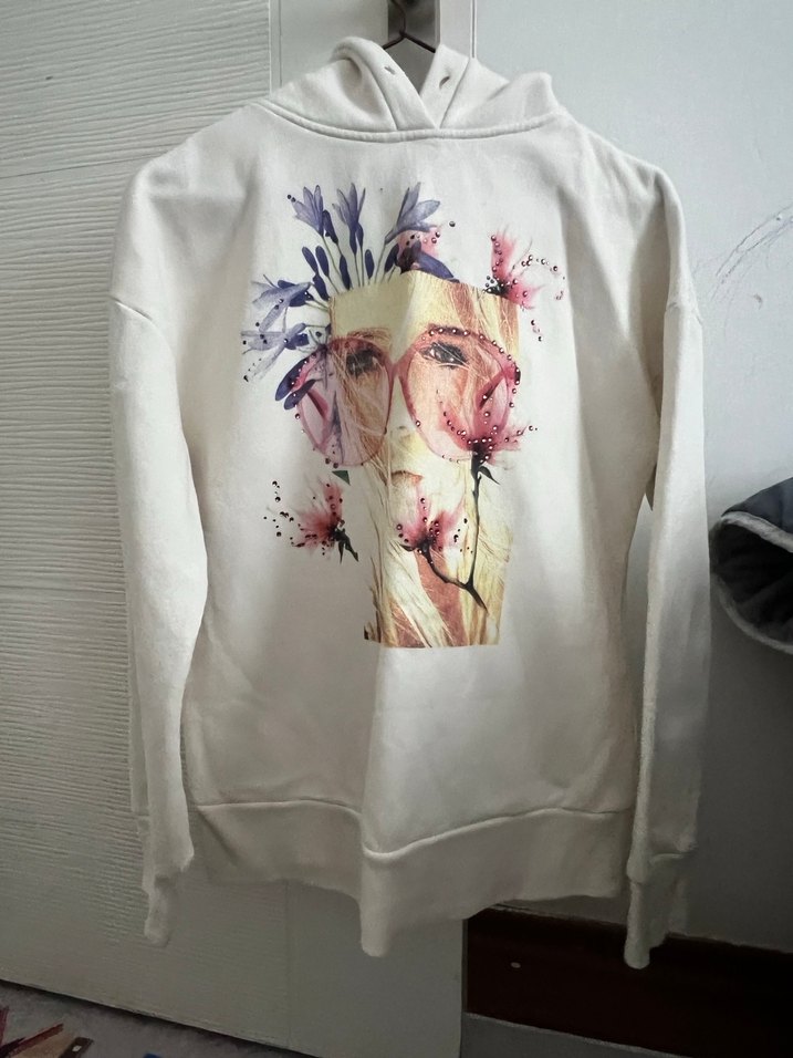 Beyaz Baskılı Kadın Sweatshirt - Görsel 2