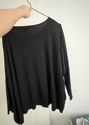 Siyah Salaş Uzun Kollu Kadın Keten Kazak - Görsel 5