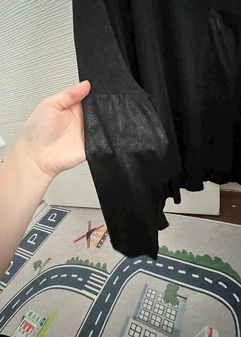 Siyah Salaş Uzun Kollu Kadın Keten Kazak - Görsel 3