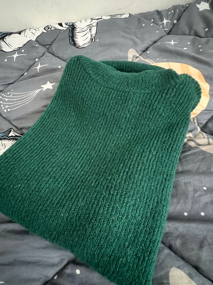 Kadın Yeşil Boğazlı Triko Kazak - Görsel 3