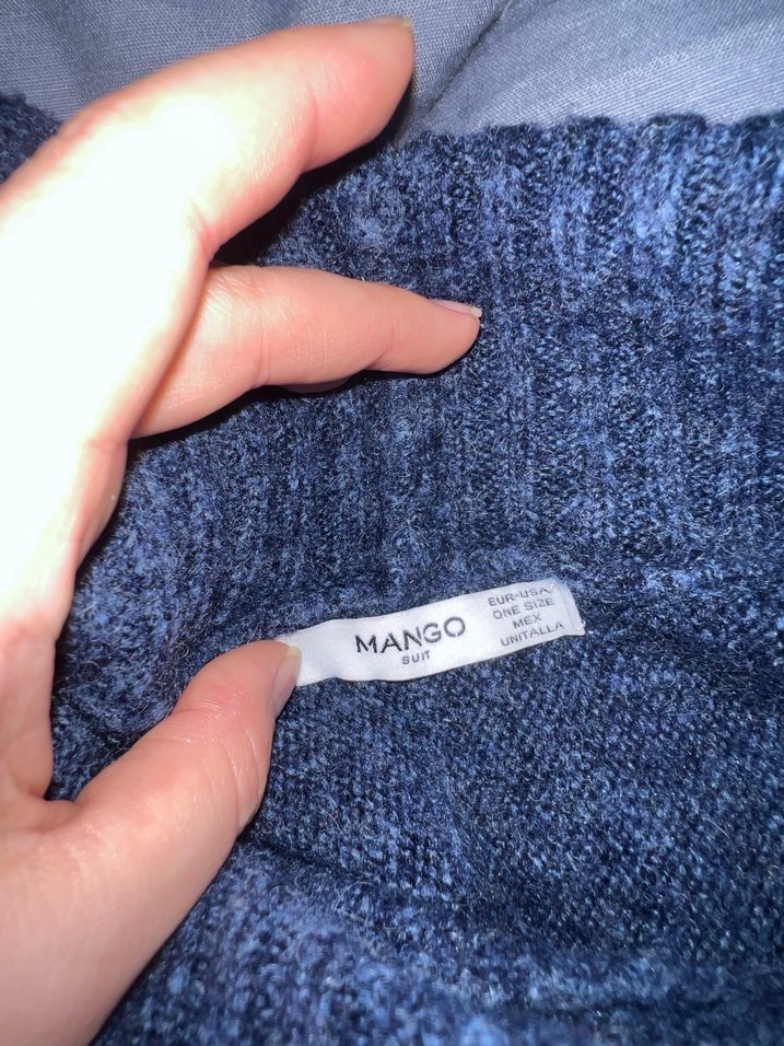 Lacivert Kadın Boğazlı Salaş Örgü Kazak - Görsel 4