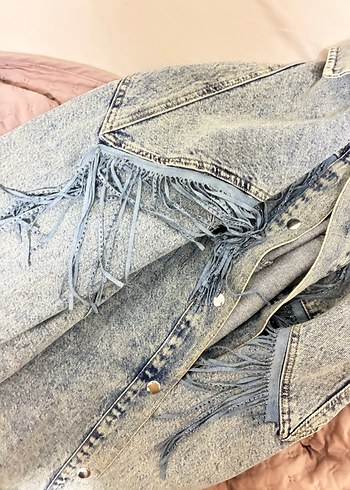 Düğmeli Gri Mavi Denim Kadın Ceket - Görsel 3