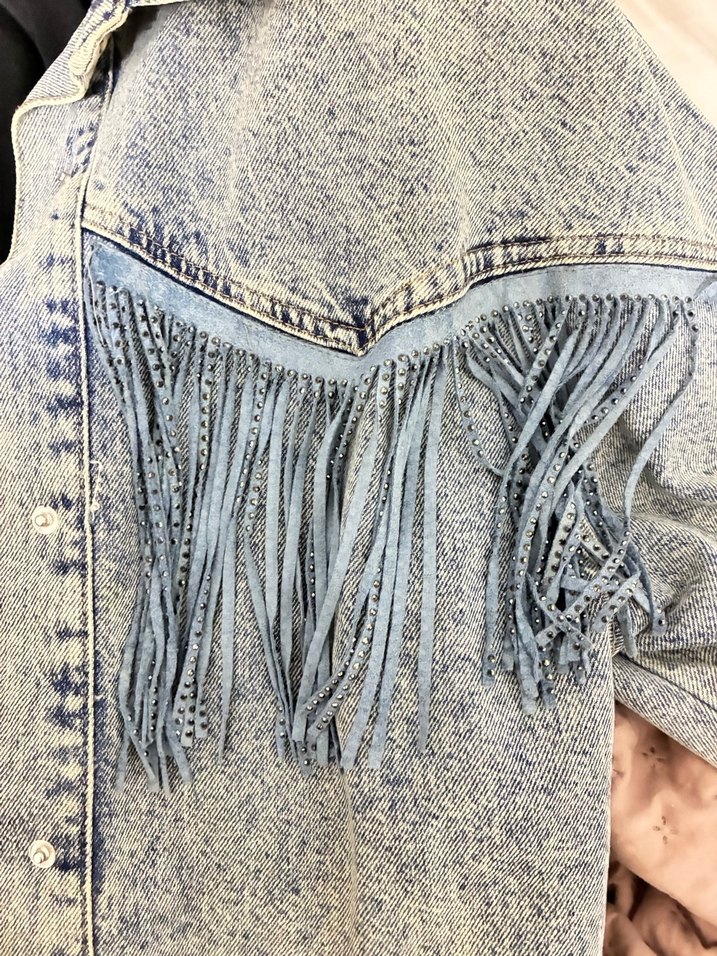 Düğmeli Gri Mavi Denim Kadın Ceket - Görsel 2