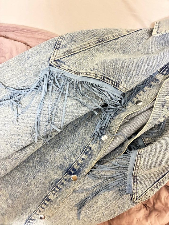 Düğmeli Gri Mavi Denim Kadın Ceket - Görsel 3