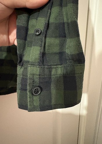 Erkek Yeşil Kareli Uzun Kollu Gömlek - Görsel 3