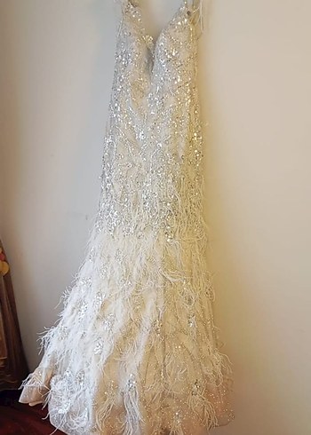 Bohem Tarzı V Yaka Uzun Denizkızı Gelinlik - Görsel 2