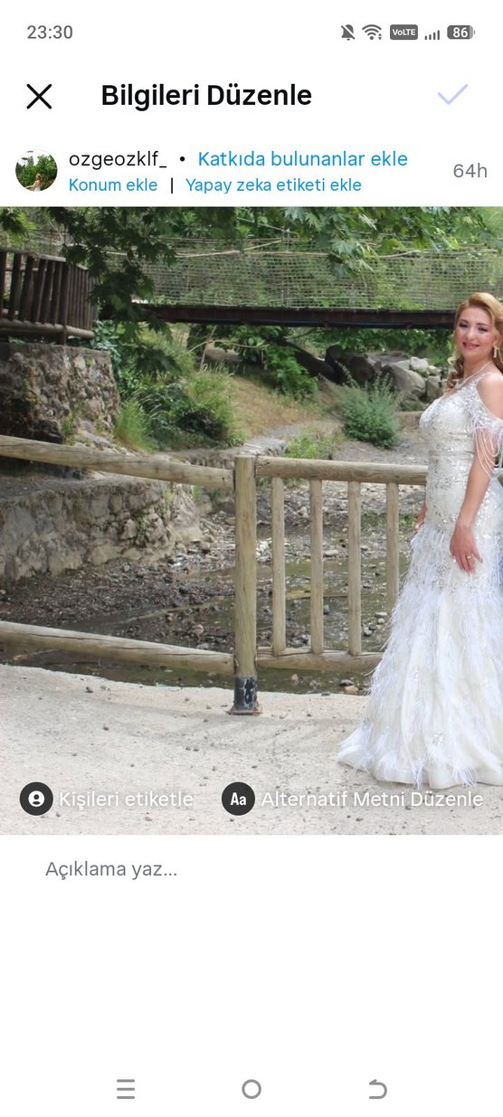 Uzun Kuyruklu V Yaka Kolsuz Denizkızı Gelinlik - Görsel 3