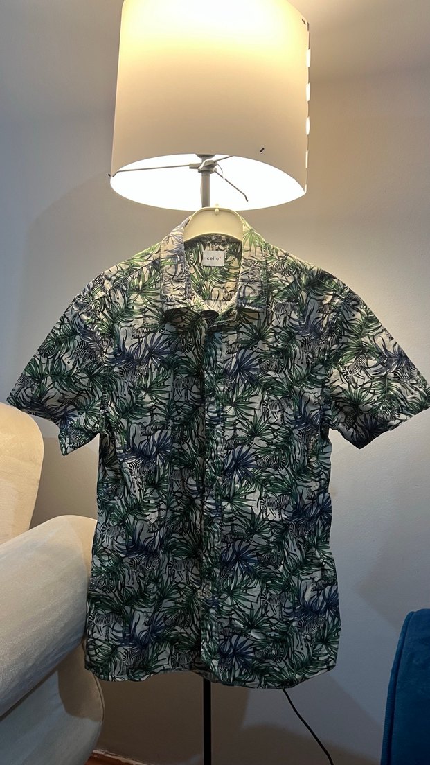 Yeşil Desenli Kısa Kollu Erkek Gömlek - Görsel 3