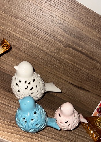 Pastel Renkli Turkuaz Seramik Kuş Biblo seti - Görsel 2