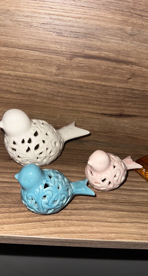 Pastel Renkli Turkuaz Seramik Kuş Biblo seti - Görsel 3