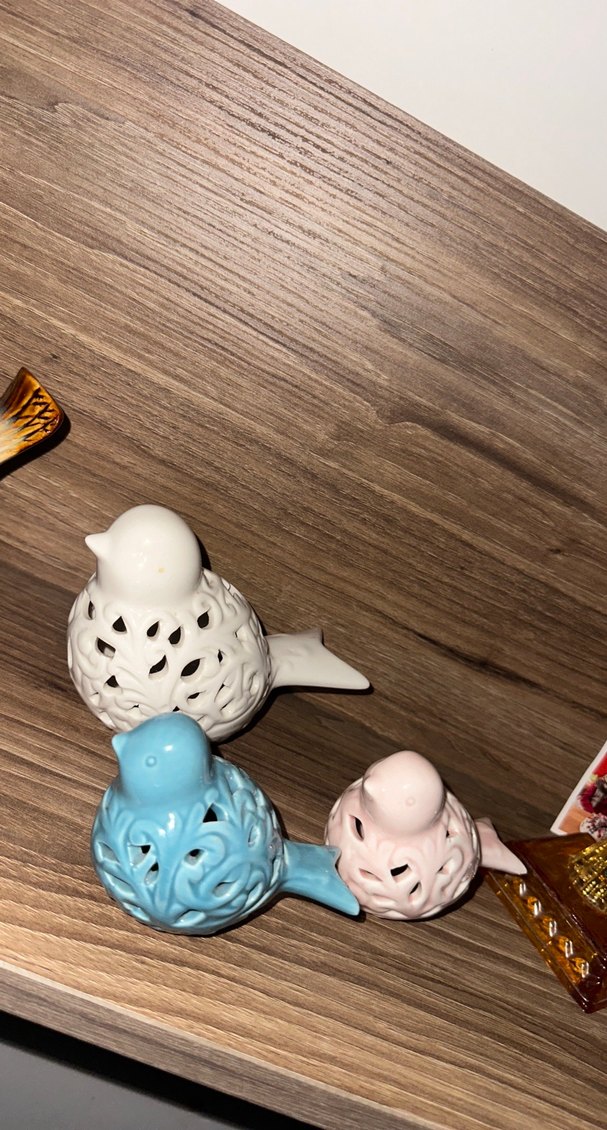 Pastel Renkli Turkuaz Seramik Kuş Biblo seti - Görsel 2