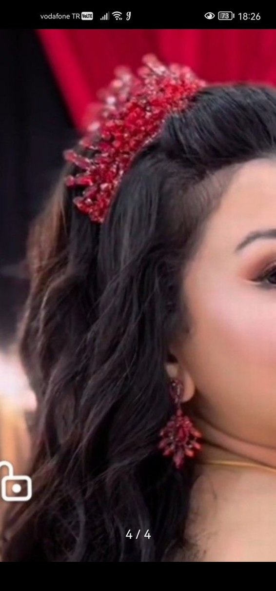 Kırmızı Bordo Kına Taç Tacı - Görsel 4