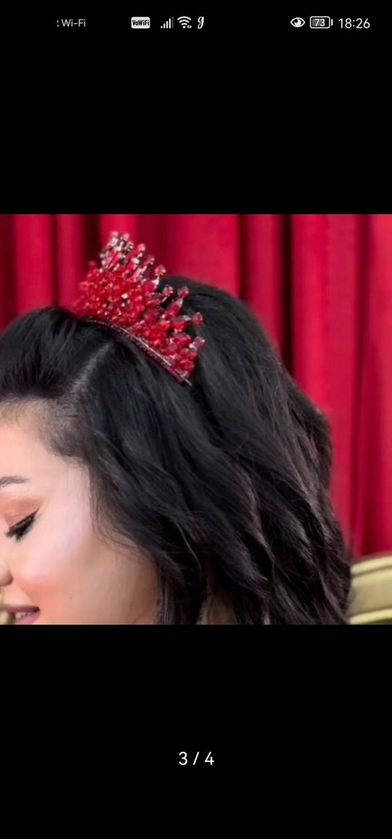 Kırmızı Bordo Kına Taç Tacı - Görsel 3