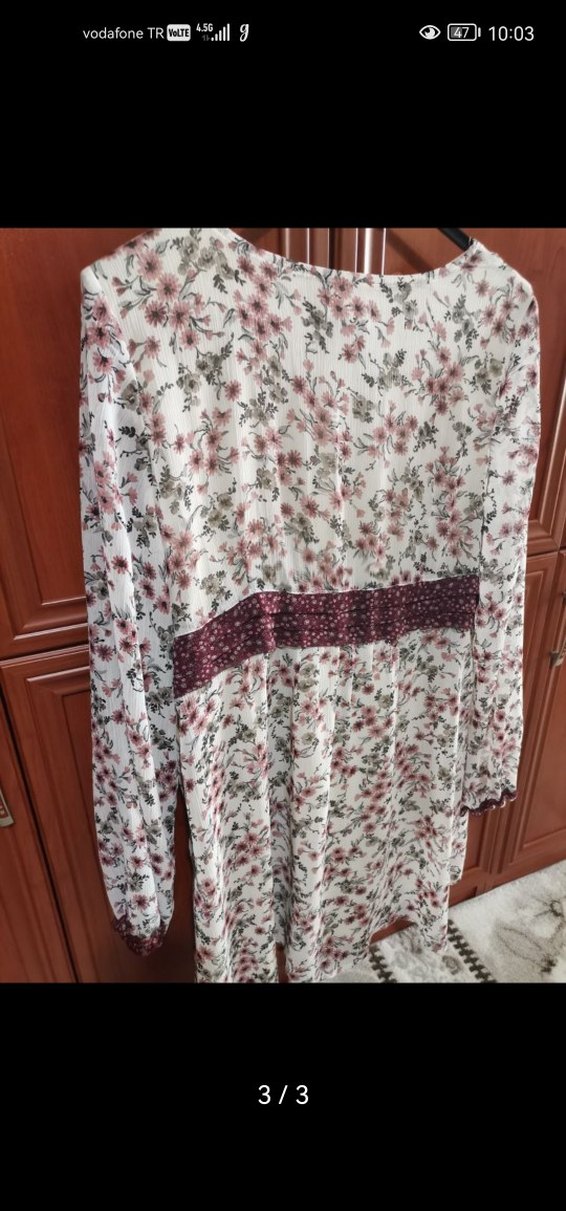 Bohem Renkli Uzun Kollu Elbise vs tunik astarlı - Görsel 2