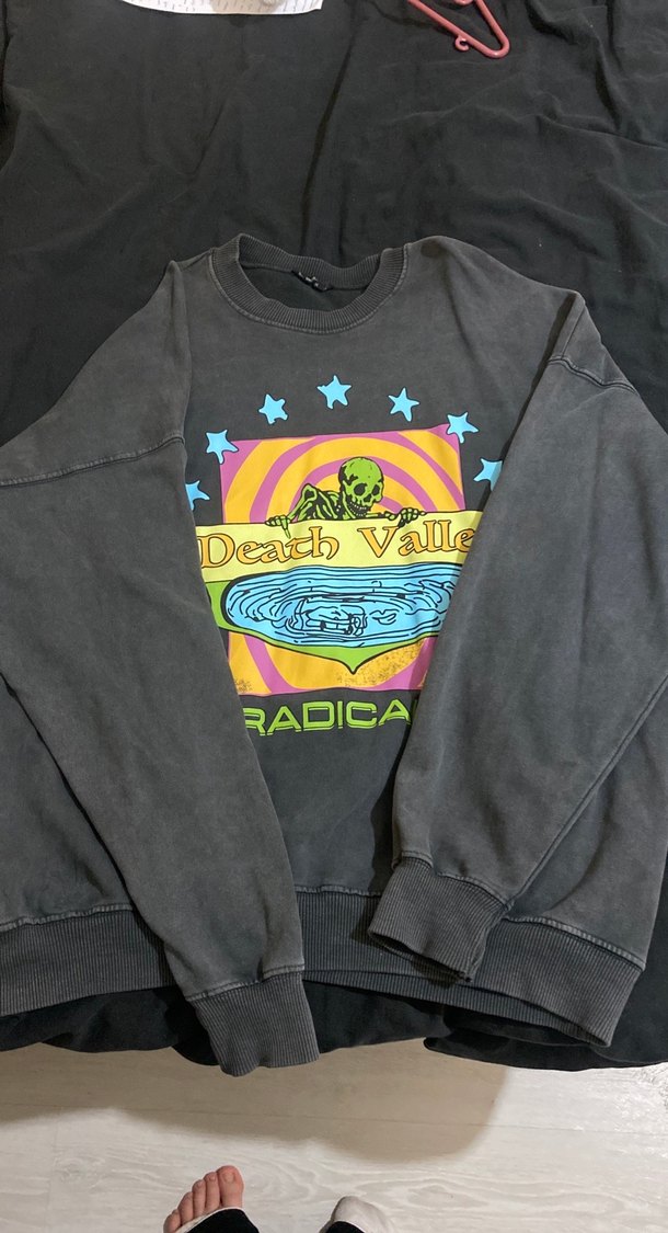 Gri Oversize Rock Punk Sweatshirt - Görsel 2