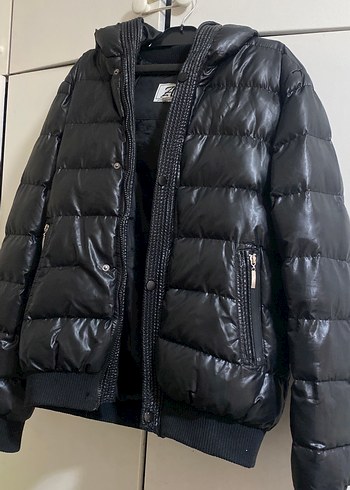 Kadın Siyah Deri Kapitone Mont - Görsel 2