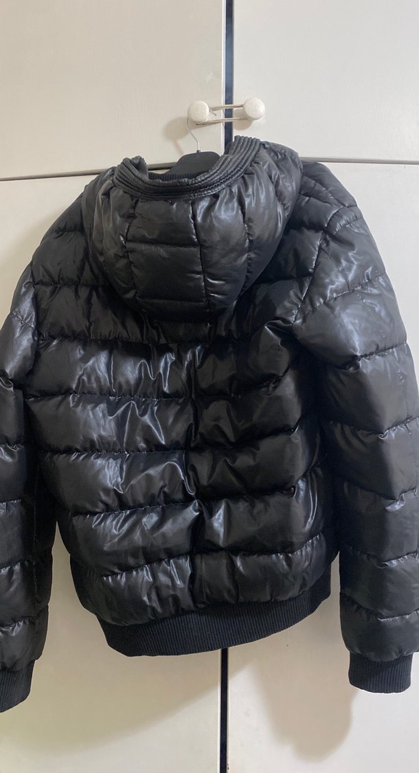 Kadın Siyah Deri Kapitone Mont - Görsel 3