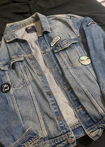 Düğmeli Mavi Kadın Denim Ceket - Görsel 4