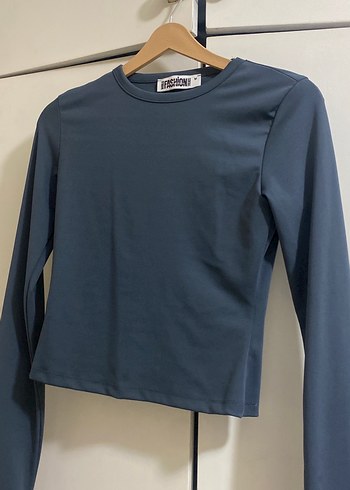 Mavi Uzun Kollu Basic Kadın Tişört - Görsel 2