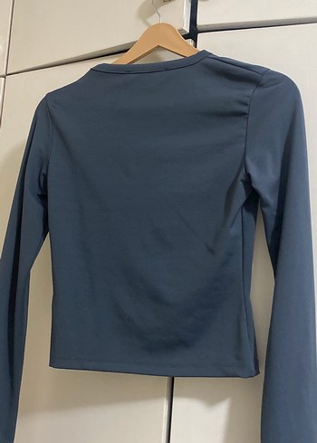 Mavi Uzun Kollu Basic Kadın Tişört - Görsel 4